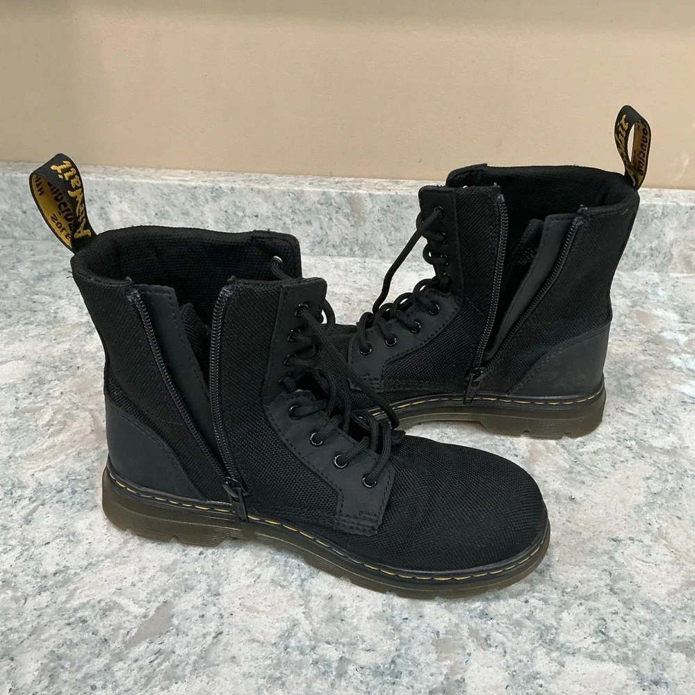 Dr. Martens Combs J Boots Size 4M 5L Black Nylon Tactical Side Zip Combat Boot